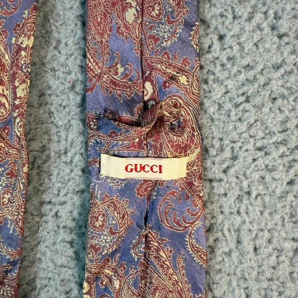 Vintage Gucci Tie 100% Silk Paisley Made In Italy - Picture 4 of 5